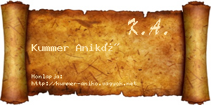 Kummer Anikó névjegykártya